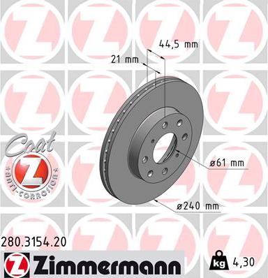 Zimmermann 280.3154.20 - Bremžu diski autodraugiem.lv