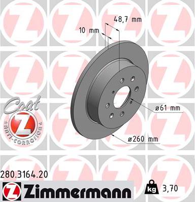 Zimmermann 280.3164.20 - Bremžu diski autodraugiem.lv