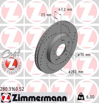 Zimmermann 280.3160.52 - Bremžu diski autodraugiem.lv