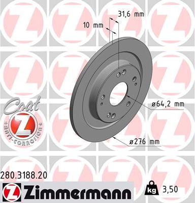 Zimmermann 280.3188.20 - Bremžu diski autodraugiem.lv