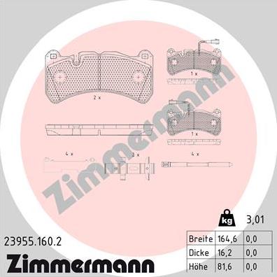 Zimmermann 23955.160.2 - Bremžu uzliku kompl., Disku bremzes autodraugiem.lv