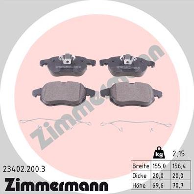 Zimmermann 23402.200.3 - Bremžu uzliku kompl., Disku bremzes autodraugiem.lv