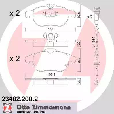 Zimmermann 23402.200.2 - Bremžu uzliku kompl., Disku bremzes autodraugiem.lv