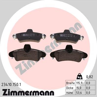 Zimmermann 23410.150.1 - Bremžu uzliku kompl., Disku bremzes autodraugiem.lv