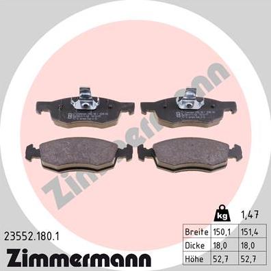 Zimmermann 23552.180.1 - Bremžu uzliku kompl., Disku bremzes autodraugiem.lv