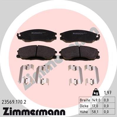 Zimmermann 23569.170.2 - Bremžu uzliku kompl., Disku bremzes autodraugiem.lv
