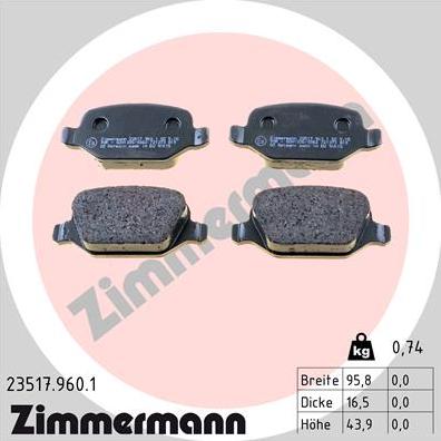 Zimmermann 23517.960.1 - Bremžu uzliku kompl., Disku bremzes autodraugiem.lv