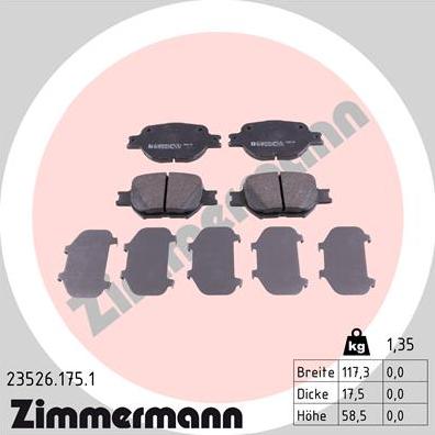 Zimmermann 23526.175.1 - Bremžu uzliku kompl., Disku bremzes autodraugiem.lv
