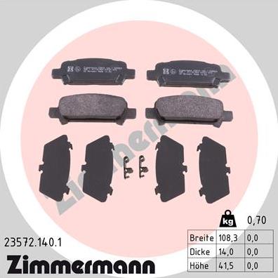 Zimmermann 23572.140.1 - Bremžu uzliku kompl., Disku bremzes autodraugiem.lv