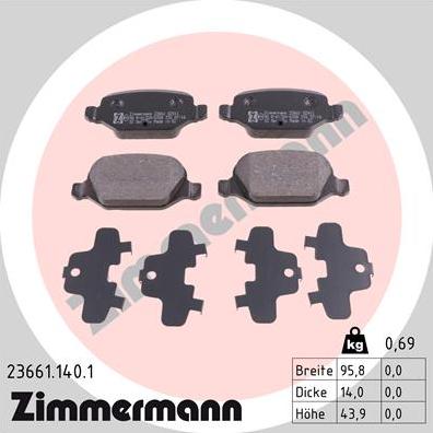 Zimmermann 23661.140.1 - Bremžu uzliku kompl., Disku bremzes autodraugiem.lv