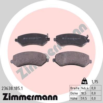 Zimmermann 23638.185.1 - Bremžu uzliku kompl., Disku bremzes autodraugiem.lv