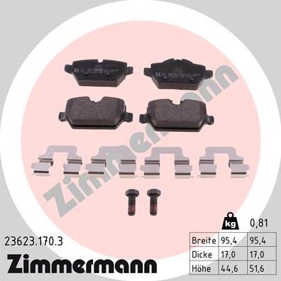Zimmermann 23623.170.3 - Bremžu uzliku kompl., Disku bremzes autodraugiem.lv