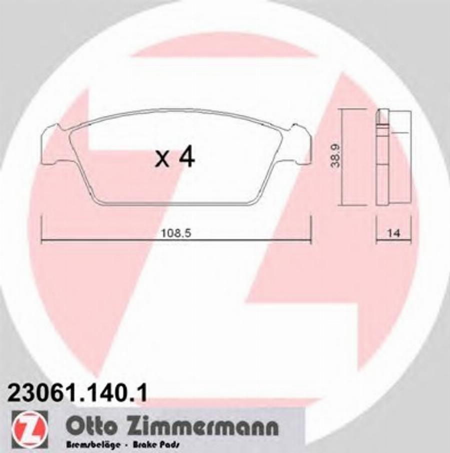 Zimmermann 23061.140.1 - Bremžu uzliku kompl., Disku bremzes autodraugiem.lv