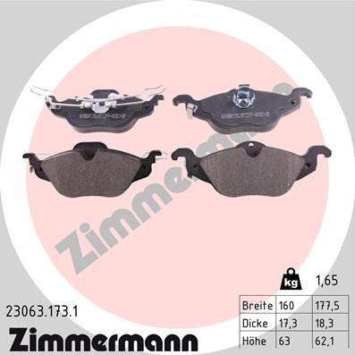 Zimmermann 23063.173.1 - Bremžu uzliku kompl., Disku bremzes autodraugiem.lv