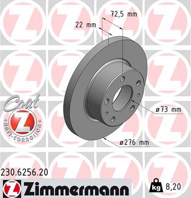 Zimmermann 230.6256.20 - Bremžu diski autodraugiem.lv