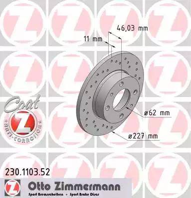 Zimmermann 230.1103.52 - Bremžu diski autodraugiem.lv