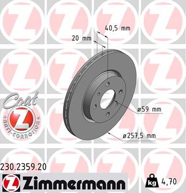 Zimmermann 230.2359.20 - Bremžu diski autodraugiem.lv