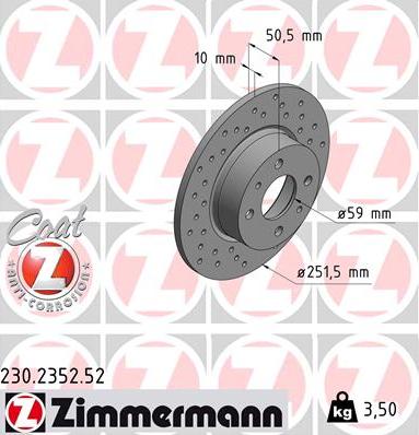 Zimmermann 230.2352.52 - Bremžu diski autodraugiem.lv