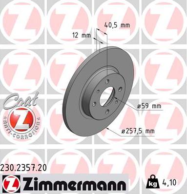 Zimmermann 230.2357.20 - Bremžu diski autodraugiem.lv