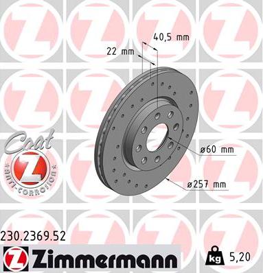 Zimmermann 230.2369.52 - Bremžu diski autodraugiem.lv