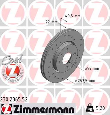 Zimmermann 230.2365.52 - Bremžu diski autodraugiem.lv