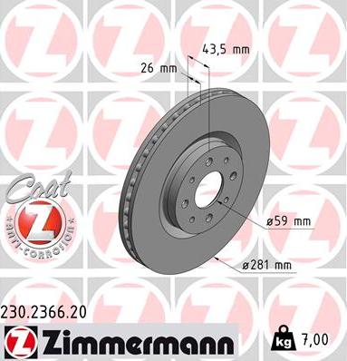Zimmermann 230.2366.20 - Bremžu diski autodraugiem.lv