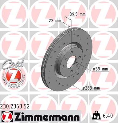 Zimmermann 230.2363.52 - Bremžu diski autodraugiem.lv