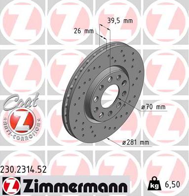 Zimmermann 230.2314.52 - Bremžu diski autodraugiem.lv