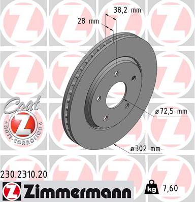 Zimmermann 230.2310.20 - Bremžu diski autodraugiem.lv