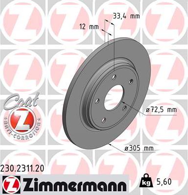 Zimmermann 230.2311.20 - Bremžu diski autodraugiem.lv