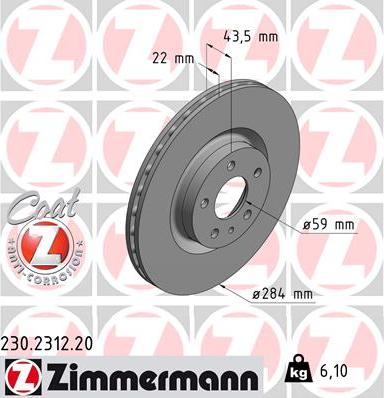 Zimmermann 230.2312.20 - Bremžu diski autodraugiem.lv