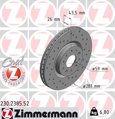 Zimmermann 230.2385.52 - Bremžu diski autodraugiem.lv