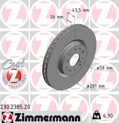 Zimmermann 230.2385.20 - Bremžu diski autodraugiem.lv