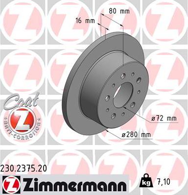 Zimmermann 230.2375.20 - Bremžu diski autodraugiem.lv