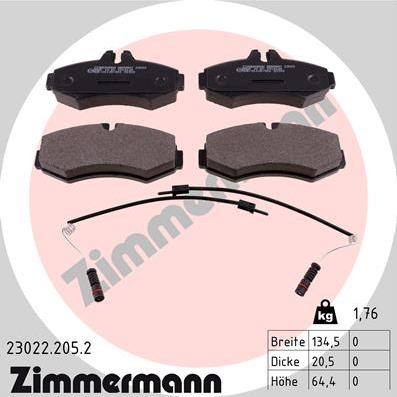 Zimmermann 23022.205.2 - Bremžu uzliku kompl., Disku bremzes autodraugiem.lv