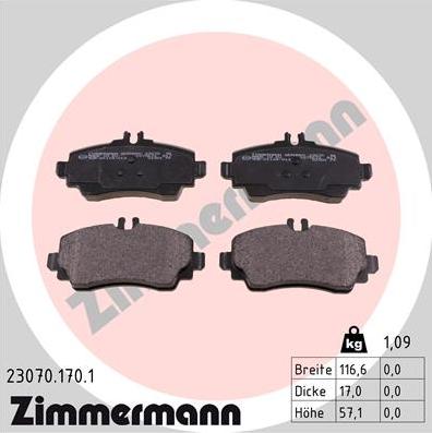 Zimmermann 23070.170.1 - Bremžu uzliku kompl., Disku bremzes autodraugiem.lv