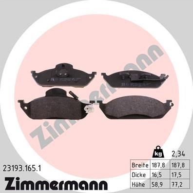 Zimmermann 23193.165.1 - Bremžu uzliku kompl., Disku bremzes autodraugiem.lv