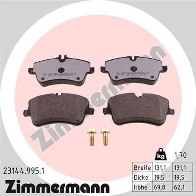 Zimmermann 23144.995.1 - Bremžu uzliku kompl., Disku bremzes autodraugiem.lv