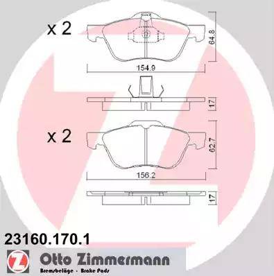 Zimmermann 23160.170.1 - Bremžu uzliku kompl., Disku bremzes autodraugiem.lv