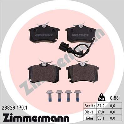 Zimmermann 23829.170.1 - Bremžu uzliku kompl., Disku bremzes autodraugiem.lv