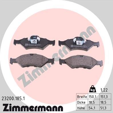 Zimmermann 23200.185.1 - Bremžu uzliku kompl., Disku bremzes autodraugiem.lv