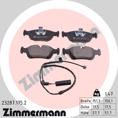 Zimmermann 23287.175.2 - Bremžu uzliku kompl., Disku bremzes autodraugiem.lv
