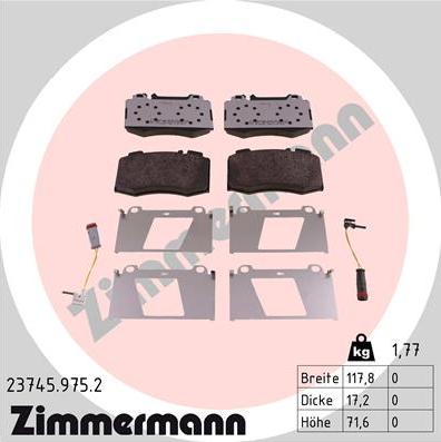 Zimmermann 23745.975.2 - Bremžu uzliku kompl., Disku bremzes autodraugiem.lv