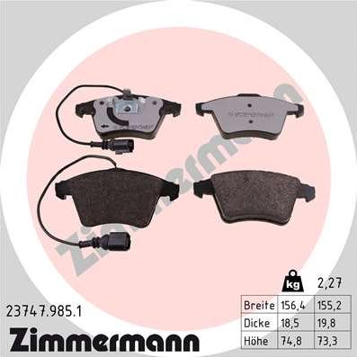 Zimmermann 23747.985.1 - Bremžu uzliku kompl., Disku bremzes autodraugiem.lv