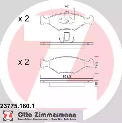 Zimmermann 23775.180.1 - Bremžu uzliku kompl., Disku bremzes autodraugiem.lv