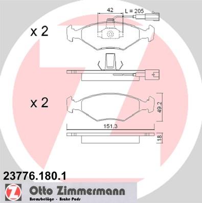 Zimmermann 23776.180.1 - Bremžu uzliku kompl., Disku bremzes autodraugiem.lv