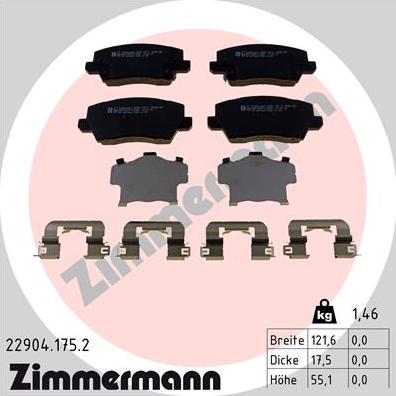 Zimmermann 22904.175.2 - Bremžu uzliku kompl., Disku bremzes autodraugiem.lv