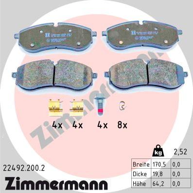 Zimmermann 22492.200.2 - Bremžu uzliku kompl., Disku bremzes autodraugiem.lv