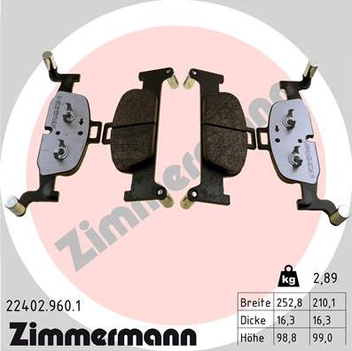 Zimmermann 22402.960.1 - Bremžu uzliku kompl., Disku bremzes autodraugiem.lv