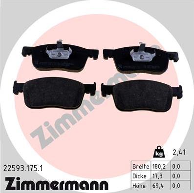 Zimmermann 22593.175.1 - Bremžu uzliku kompl., Disku bremzes autodraugiem.lv